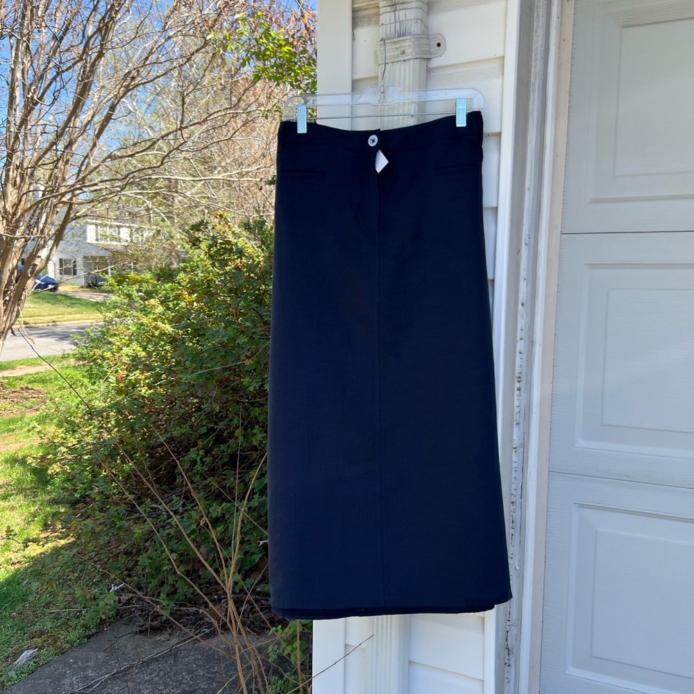 NWT Talbots Wardrobe Workhorse Navy Blue 100% Linen Cotton Lined Skirt